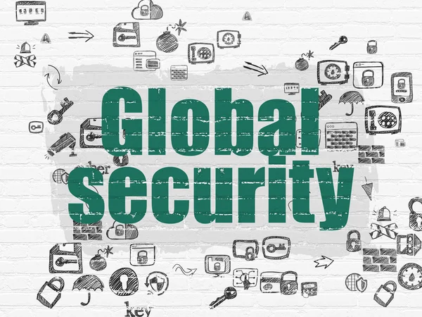 Concept de sécurité : Sécurité globale sur fond de mur — Photo