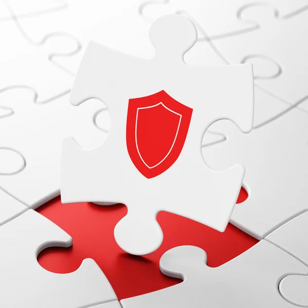 Privacy concept: Shield on puzzle background — Stock Photo, Image