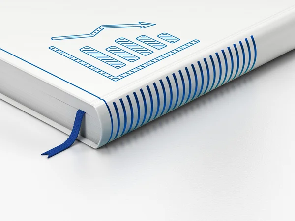 Business concept: closed book, Decline Graph on white background — 图库照片