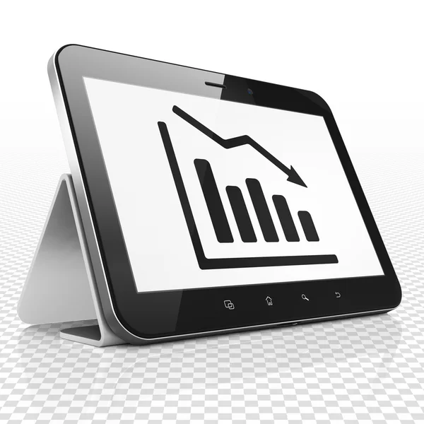 Finance concept: Tablet Computer with Decline Graph on display — Stock Photo, Image