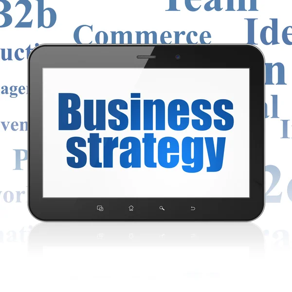 Conceito de negócio: Tablet Computador com estratégia de negócios em exibição — Fotografia de Stock