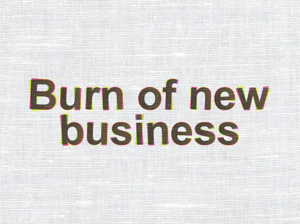 Business concept: Burn Of new Business on fabric texture background — Stockfoto