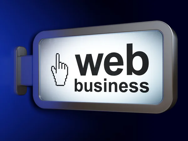 Concepto de diseño web: Web Business y Mouse Cursor en el fondo de la cartelera — Foto de Stock