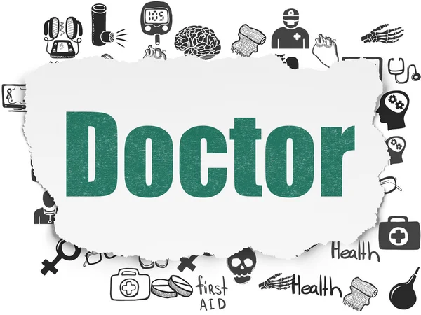 Healthcare concept: Doctor on Torn Paper background — стокове фото