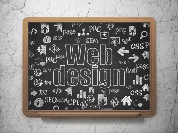 Концепция веб-разработки: Web Design on School Board background — стоковое фото