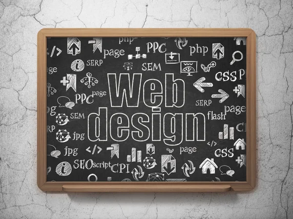 Web development concept: Web Design on School Board background