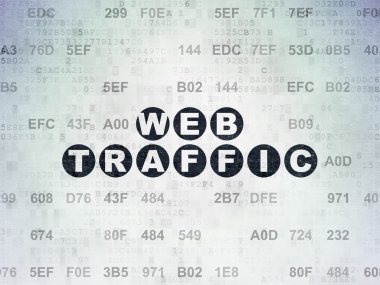 Web geliştirme kavramı: dijital kağıt arka plan Web Trafik