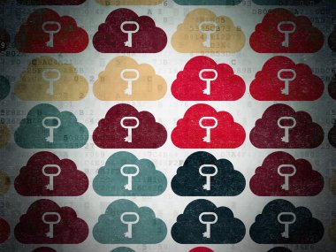 Cloud technology concept: Cloud With Key icons on Digital Paper background