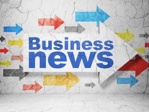 News concept: arrow with Business News on grunge wall background — Stock Photo, Image