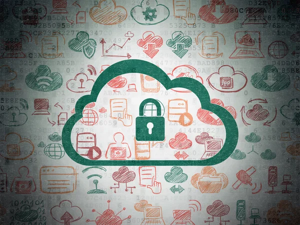 Cloud computing concept: Cloud With Padlock on Digital Paper background — Stock Photo, Image