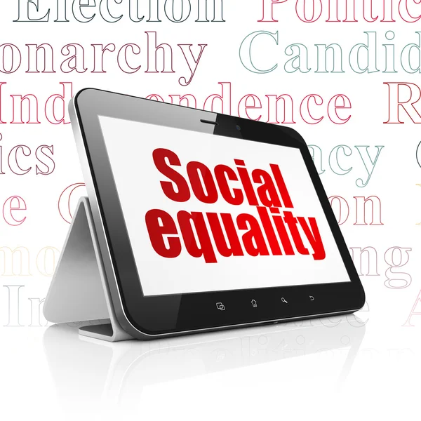 Politika fogalma: a társadalmi egyenlőség, a bemutatás tábla-PC — Stock Fotó