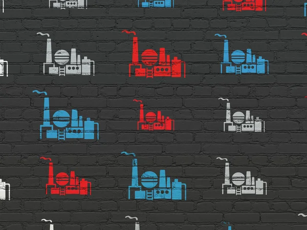 Manufacuring concept: Oil And Gas Indusry icons on wall background — Stok fotoğraf