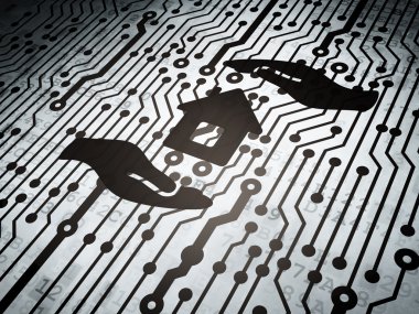 Insurance concept: circuit board with House And Palm