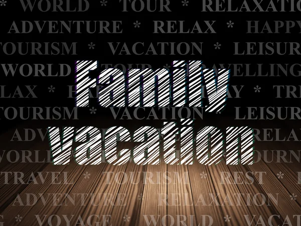 Tourism concept: Family Vacation in grunge dark room
