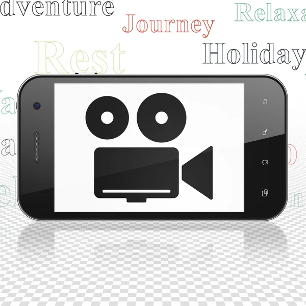Vacation concept: Smartphone with Camera on display — Stockfoto