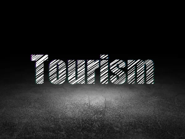 Concepto de vacaciones: Turismo en sala oscura grunge — Foto de Stock