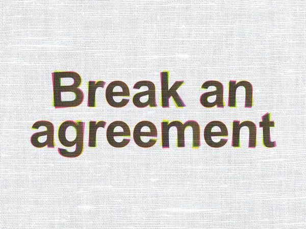 แนวคิดทางกฎหมาย: ทําลายข้อตกลงเกี่ยวกับพื้นหลังเนื้อผ้า — ภาพถ่ายสต็อก