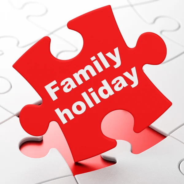 Concept touristique : Vacances en famille sur fond de puzzle — Photo