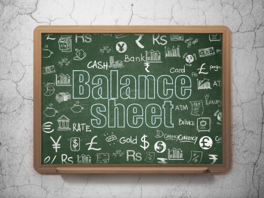 Currency concept: Balance Sheet on School Board background
