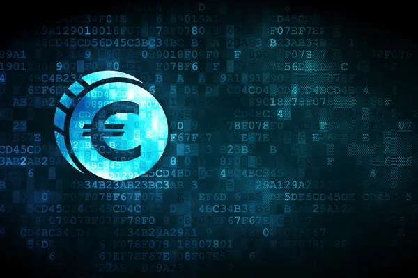 Concepto de dinero: Moneda en euros sobre fondo digital — Foto de Stock