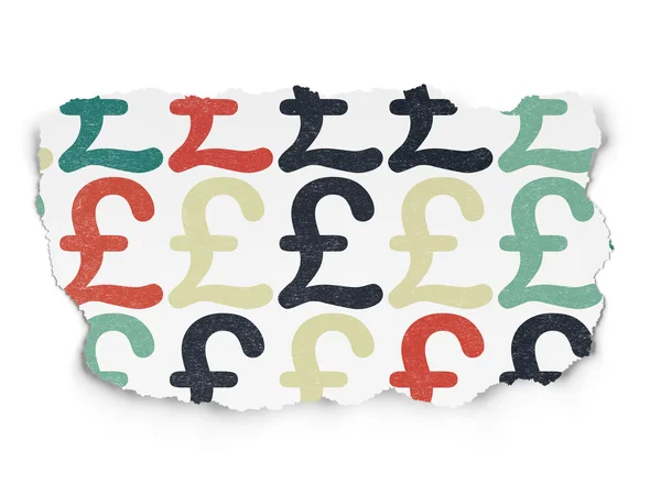 Valuta concept: Pound pictogrammen op achtergrond gescheurd papier — Stockfoto