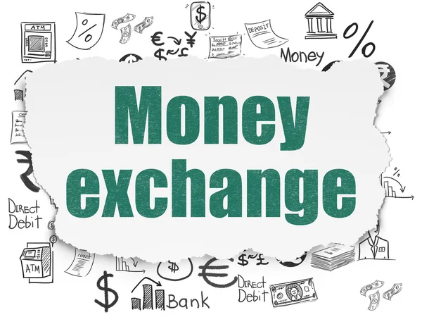 Concetto di valuta: cambio di denaro su sfondo carta strappata — Foto Stock