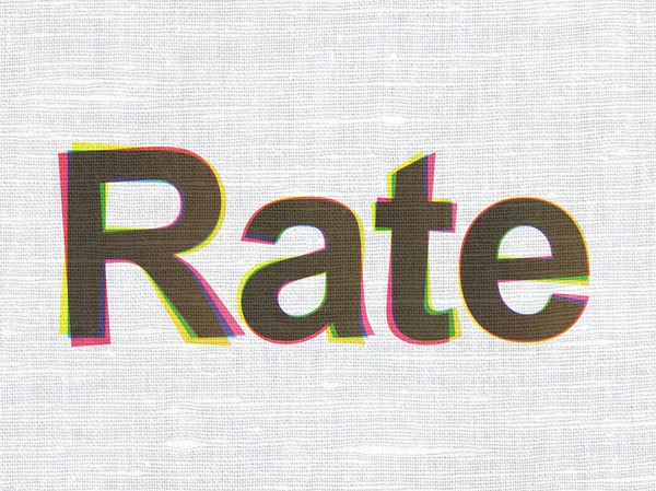 Money concept: Rate on fabric texture background — Stok fotoğraf