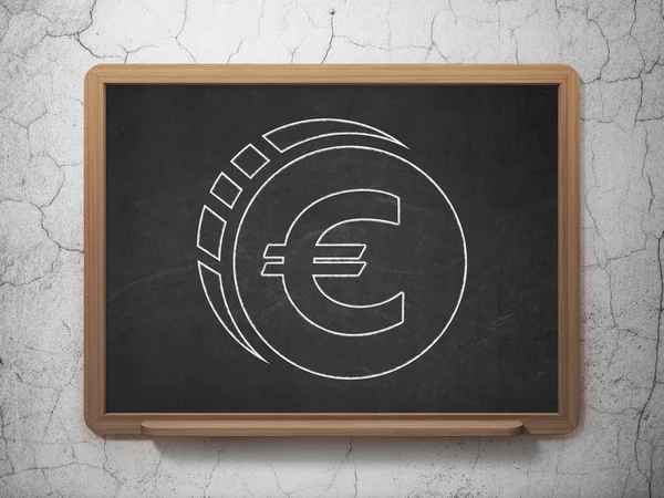 Money concept: Euro Coin on chalkboard background — 스톡 사진