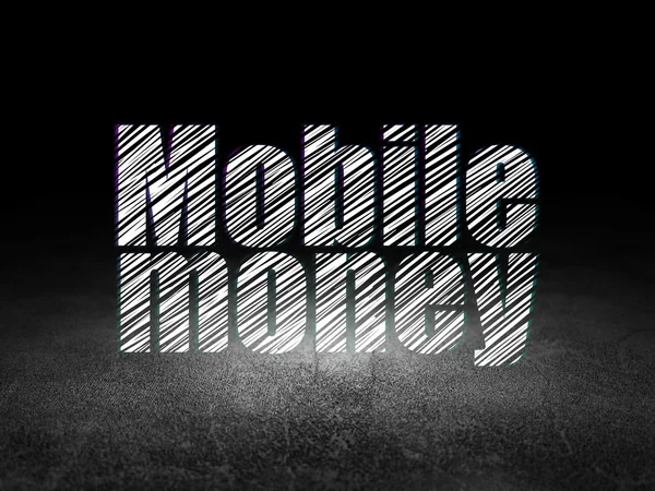Concept d'argent : Mobile Money en chambre noire grunge — Photo