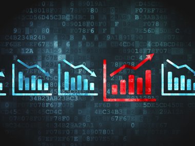 İş kavramı: grafik dijital arka plan üzerinde