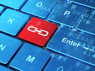 Web geliştirme kavramı: Link bilgisayar klavye arka plan üzerinde