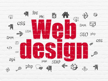 Web geliştirme kavramı: web tasarım duvar zemin üzerine