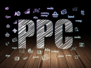 Reklam kavramı: Ppc grunge karanlık odada