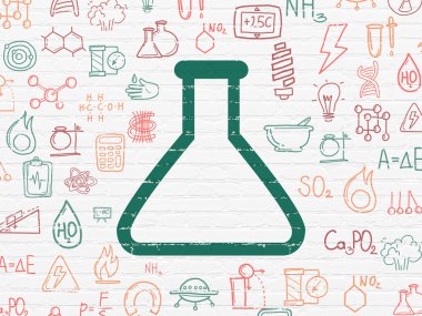 Bilim kavramı: duvar arka plan üzerinde Flask