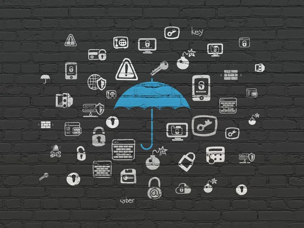 Skydd koncept: paraply på väggen bakgrund — Stockfoto