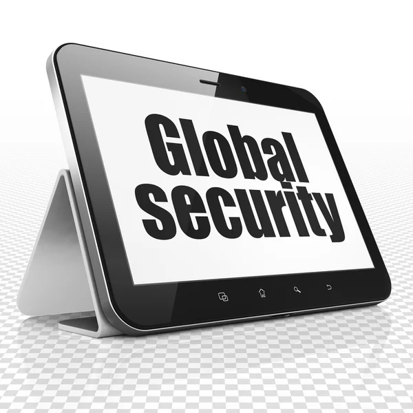 Concetto di protezione: computer tablet con sicurezza globale in mostra — Foto Stock