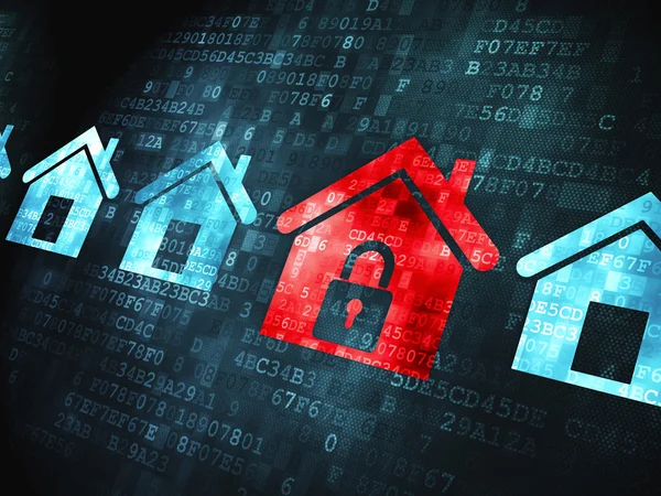 Concetto di privacy: casa su sfondo digitale — Foto Stock