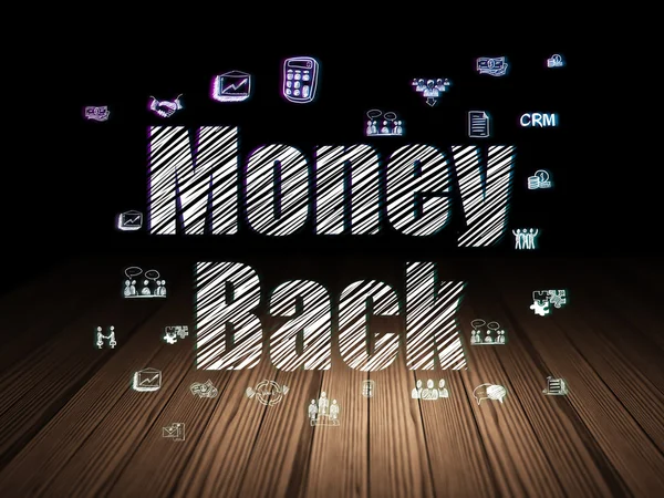 Financiën concept: geld terug in de donkere kamer grunge — Stockfoto
