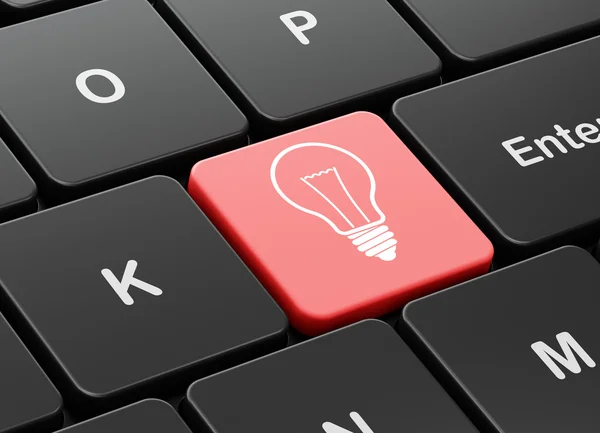 Business concept: Light Bulb on computer keyboard background — Stock Photo, Image