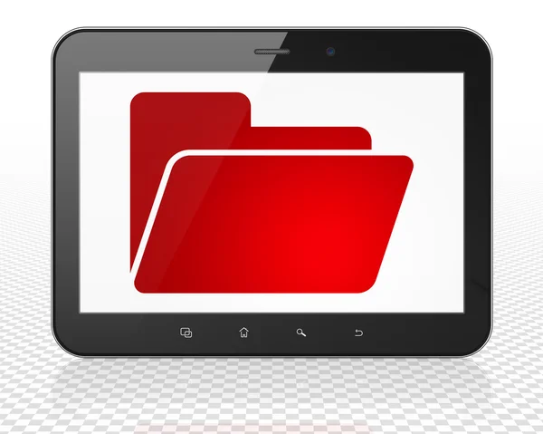 Concetto di finanza: Tablet PC Computer con cartella in mostra — Foto Stock