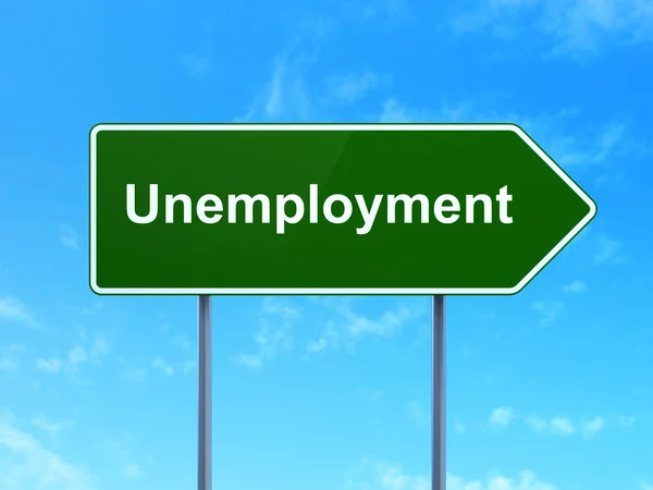 Pénzügyi fogalom: munkanélküliség úton jel háttér — Stock Fotó