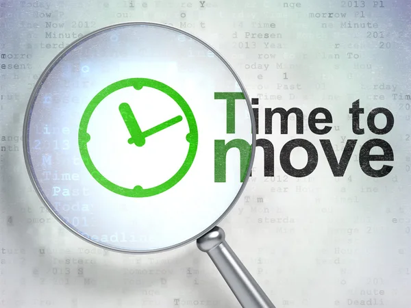 Conceito de linha do tempo: Relógio e tempo para mover com vidro óptico — Fotografia de Stock