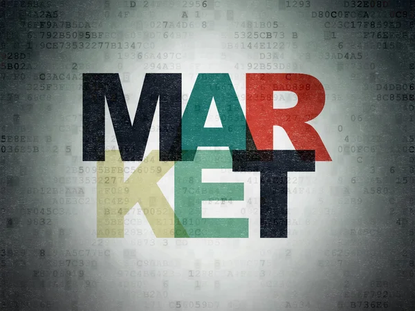 Маркетинговая концепция: рынок на фоне цифровой бумаги — стоковое фото