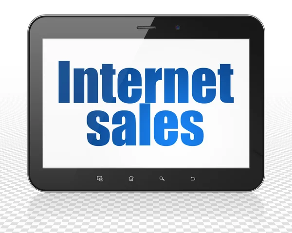 Concepto de marketing: Tablet PC Ordenador con ventas de Internet en pantalla — Foto de Stock