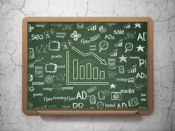 Marketing concept: Decline Graph on School Board background — Stockfoto