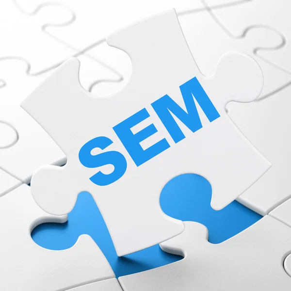 Marketing concept: SEM on puzzle background — 图库照片