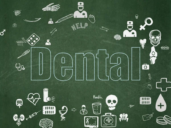 Concetto di medicina: dentale su sfondo Consiglio scolastico — Foto Stock