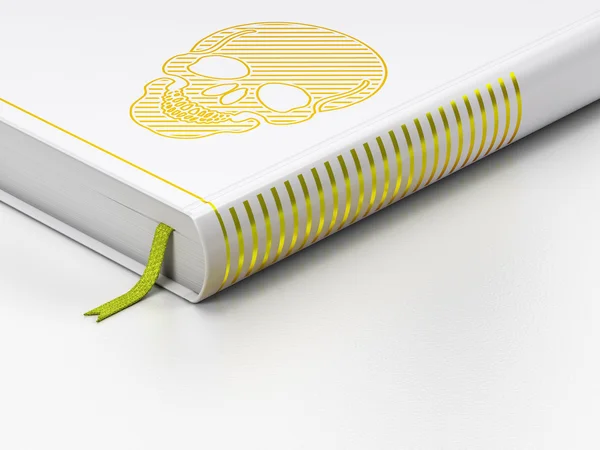 Medicine concept: closed book, Scull on white background — Stock Photo, Image