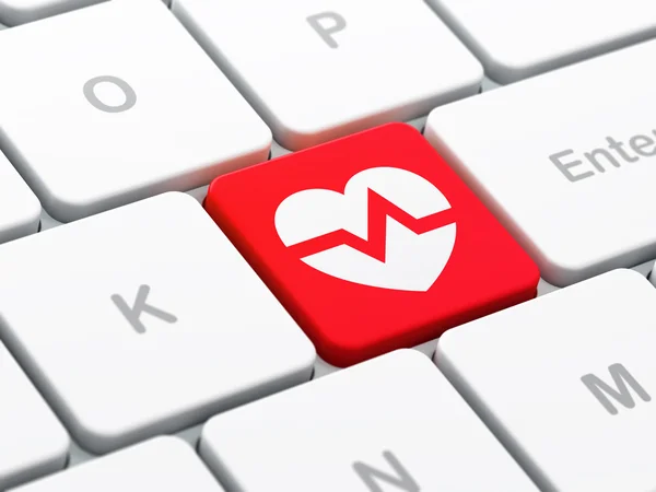 Conceito de medicina: Coração no fundo do teclado do computador — Fotografia de Stock