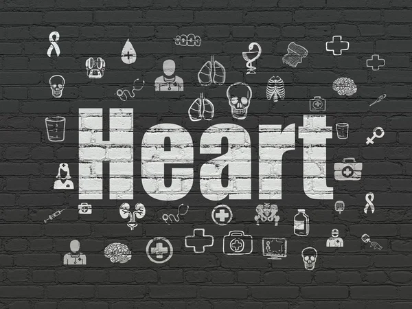 Koncepcja Medycyna: serce na tle ściany — Zdjęcie stockowe
